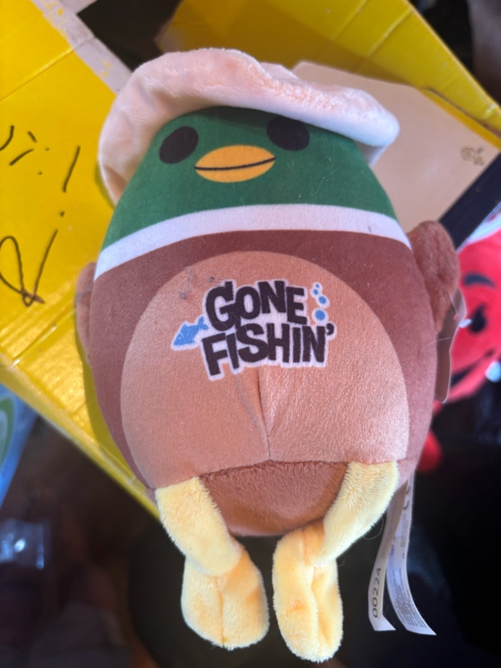 Gone Fishin' Plush Bird Crewneck Design - Green, Brown & Yellow